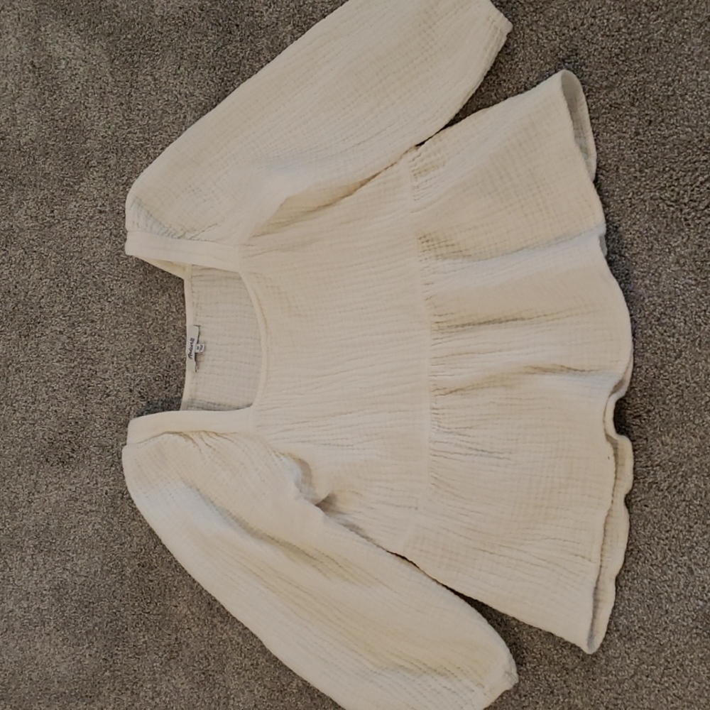 Madewell white square neck linen gauze top